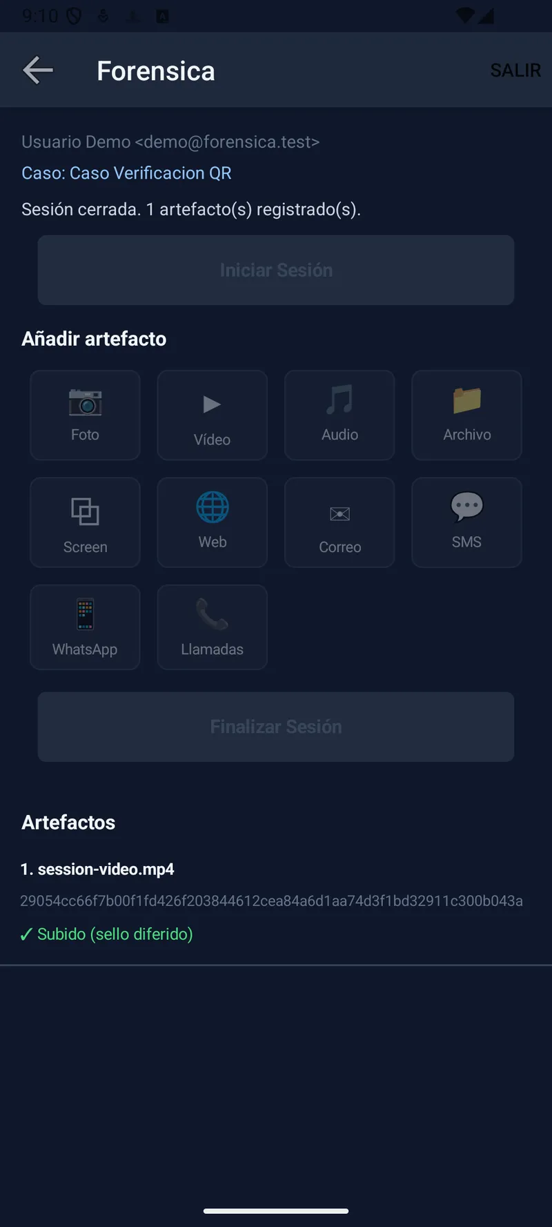 App móvil Forensica documentando el estado de una entrega